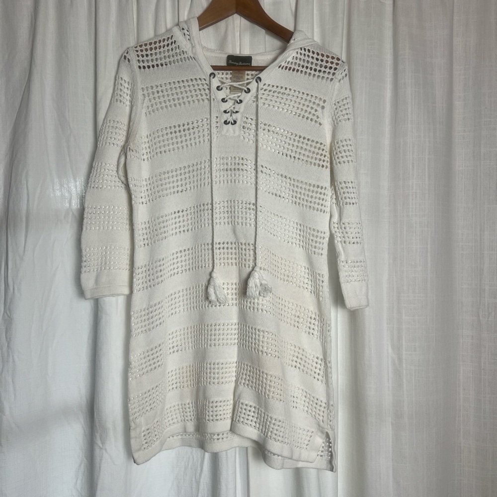 Tommy Bahama Ivory Lace-Up Knit Top